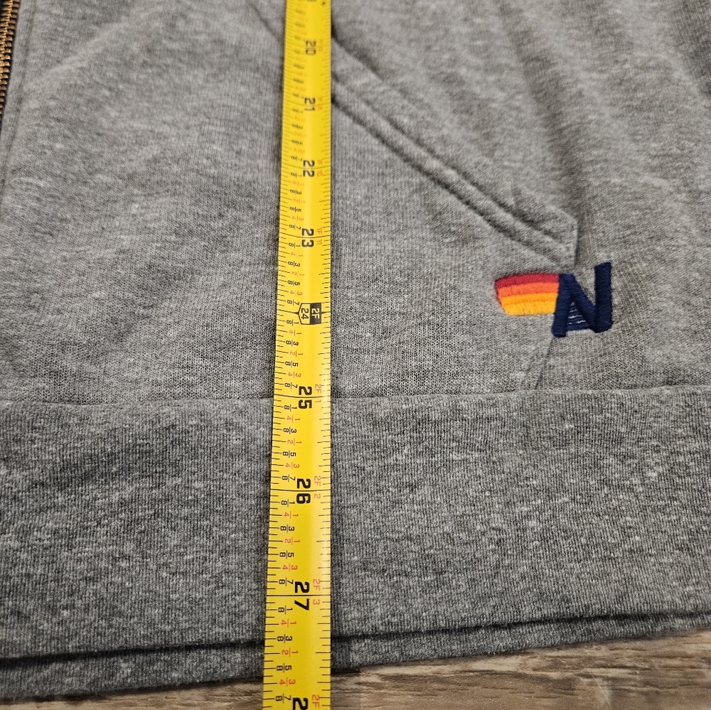Aviator Nation Bolt Zip Hoodie in Heather/Rainbow Pink XL - Picture 7 of 8